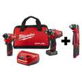 Milwaukee M12, Combo Kit and Right Angle Drill, 12V DC Voltage, Number of Tools 3