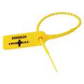 Pull-Tight Seals: 12 in Strap Lg, 32 lb Breaking Strength, Yellow, Black, Laser Marked, 1,000 PK