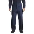 Industrial Work Pants: Men's, Flat Front Pants, ( 38 in x 34 in ), Navy, Cotton/Polyester