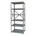Hallowell Metal Shelving: Standalone, Medium-Duty, 48 in x 12 in, 84 in Overall H, 6 Shelves
