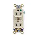 Hubbell Wiring Device-Kellems 20 A, Heavy Use Hospital Grade, Receptacle, Ivory, No Tamper Resistant