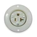 Hubbell Wiring Device-Kellems 20 A, Industrial, Flanged Receptacle, White, No Tamper Resistant
