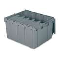 Buckhorn Attached Lid Container: 17 gal, 24 in x 19 1/2 in x 12 1/2 in, Gray Body, Gray Lid, Polymer