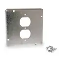 Raco Electrical Box Cover: Square, 2 Gangs, 1/2 in Dp, 4 3/4 in Wd, 4 3/4 in Lg, Duplex Receptacle
