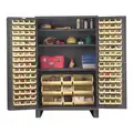 Bin Cabinet: 48" x 24" 78", 3 Shelves, 137 Bins, Yellow, Flush, 14 ga Panel, Gray
