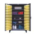 Bin Cabinet: 48" x 24" 78", 4 Shelves, 144 Bins, Yellow, Flush, 12 ga Panel, Gray