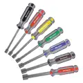 Solid Round Shank Nut Driver Set: SAE, 7 in, 1 in Bolt Clearance, 3 in Shank Lg