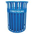 Recycling Can: Round, Funnel Top, Blue, 36 gal Capacity, 26 in Wd/Dia, 25 in Dp, 33 in Ht