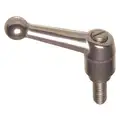 Adjustable Handle, External Threads, Ball Knob, Silver, Stainless Steel, Thread Size 5/8"-11