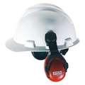 Hard Hat Mounted Ear Muffs, 23 dB Noise Reduction Rating NRR, Dielectric Yes, Red
