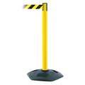 Barrier Post with Belt: PVC, Yellow, 38 in Post Ht, 2 1/2 in Post Dia., Basic, 1 Belts