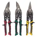 Stanley Aviation Snip Set: Left/Right/Straight, 10 in Overall Lg, 1 1/2 in Cutting Lg, Steel, Steel