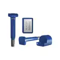 Universeal Bolt Seals: 5/16 in Bolt Dia, 2 3/16 in Bolt Clearance, 3 9/16 in Bolt Lg, Blue, Removal, 50 PK