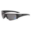 ESS Polarized Safety Sunglasses: Polarized, Wraparound Frame, Half-Frame, Gray Mirror, Black