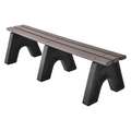 Ultrasite Outdoor Bench: Recycled Plastic, 3,000 lb Load Rating, Gray, Recycled Plastic, Portable