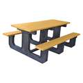 Ultrasite Picnic Table: Rectangle, Recycled Plastic, 72 in Overall Wd, 56 in Overall Dp, Cedar