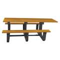 ADA Picnic Table: Rectangle, Recycled Plastic, 90 in Overall Wd, 58 in Overall Dp, Cedar