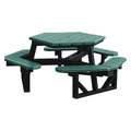 Ultrasite Picnic Table: Hexagon, Recycled Plastic, 72 in Overall Wd, 72 in Overall Dp, 72 in Dia