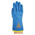 Activarmr Coated Gloves: PVC Coating, Gauntlet Cuff, XL Glove Size, Yellow / Blue, Nylon Lining, 1 PR