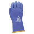 Activarmr Coated Gloves: PVC Coating, Gauntlet Cuff, L Glove Size, Yellow / Blue, Nylon Lining, 1 PR