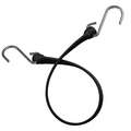 Bungee Strap: Polyurethane, 36 in Bungee Lg, 1 1/2 in Bungee Wd, S-Hook, Stainless Steel, Black