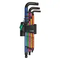Hex Key Set, L Key Shape, Long, Color Coded, Number of Pieces 9