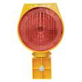 Solar Barricade Light: 7 1/4 in Overall Lg, 13 3/8 in Ht, Solar, Yellow, A, Red, Bolt-On, Plastic