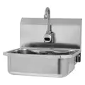 Hands-Free Wall Mounted Sink: Sani-Lav, 0.5 gpm Flow Rate, Splash, 14 in x 11 in Bowl Size, 18 ga