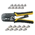 Klein Tools Crimper and Connector Kit: For BNC/F Connectors/RCA, RG59/RG6, 7 1/2 in Overall Lg