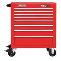 Proto Rolling Tool Cabinet: Gloss Red, 34 in W x 25 1/4 in D x 41 in H, Red, Ball Bearing, 8 Drawers