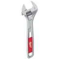 Adjustable Wrench, Alloy Steel, Chrome, 8", Jaw Capacity 1-1/8", Ergonomic