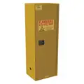Condor Flammables Safety Cabinet: Standard Slimline, 22 gal, 23 1/2 in x 18 1/4 in x 66 1/2 in, Yellow, Slimline