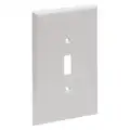 Toggle Switch Wall Plate: 1 Gangs, Std, White, Plastic, High Impact Plastic