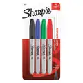 Sharpie Permanent Marker Set, Assorted, Black, Blue, Green, Red, Marker Tip Fine, PK 4