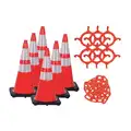 Mr. Chain Traffic Cone Kit: Outdoor or Indoor, 28 in Size, Orange, UV Inhibited Polyethylene