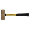 Ampco Blacksmith Hammer: Fiberglass, Nickel Aluminum Bronze, 40 oz. Head Wt, 11 in Overall L, Ribbed Grip
