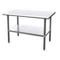Fixed Height Work Table, Stainless Steel, 30 in Depth, 34 1/2 in Height, 72 in Width,600 lb Load Cap