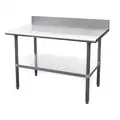 Fixed Height Work Table, Stainless Steel, 30 in Depth, 34 1/2 in Height, 60 in Width,600 lb Load Cap