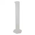 5 to 50mL Plastic Graduated Cylinder, White, Height: 200 mm / 10.25", 1 EA