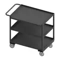 Westward Utility Cart with Lipped & Single-Side Flush Metal Shelves, Load Capacity 1,200 lb