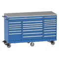 Lista Mobile Counter Height Modular Drawer Cabinet, 23 Drawers, 82-1/4" W x 28" D x 48" H Bright Blue