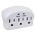 Power First Surge Protector Plug Adapter, White, Connector Type: 5-15R, Plug Configuration: 5-15P