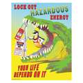 Safety Poster: 21 in x 27 in Nominal Sign Size, Clear Film Laminate, English, Lockout/Tagout