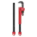 Straight Pipe Wrench, Alloy Steel, Black Oxide, Jaw Capacity 2-1/2", Serrated