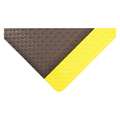 Condor Antifatigue Mat: Diamond Plate, 3 ft x 10 ft, 9/16 in Thick, Black with Yellow Border, Beveled Edge