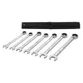 Westward Combination Wrench Set, Alloy Steel, Chrome, 7 Number of Tools