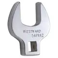Westward Crowfoot Socket Wrench, Alloy Steel, Chrome, 3/8" Drive Size, 7/8" Head Size