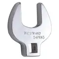 Westward Crowfoot Socket Wrench, Alloy Steel, Chrome, 3/8" Drive Size, 15/16" Head Size