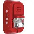 System Sensor Horn Strobe: Marked Fire, Red, Wall, 1 29/32 in Dp , 5 39/64 in Lg