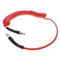 Coiled Air Hose Assembly, Polyurethane, 140 psi, 1/4", 8 ft, Red